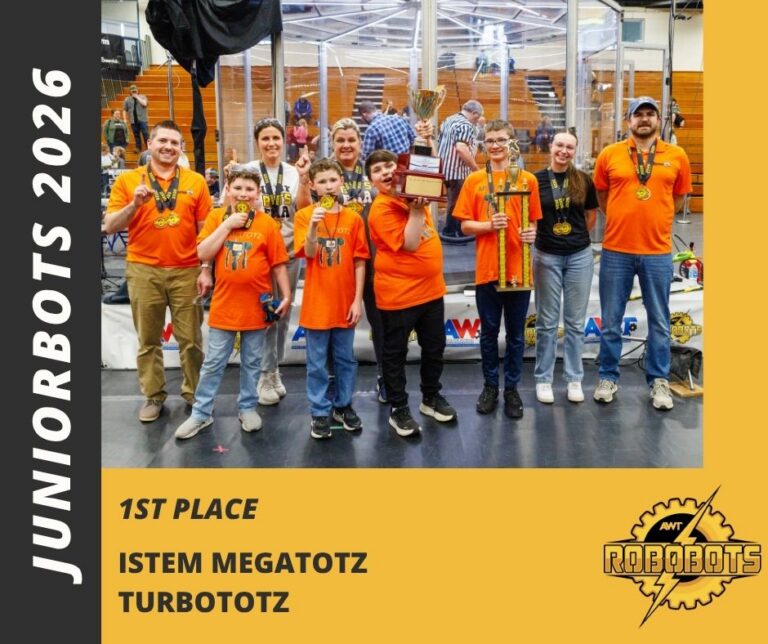 Juniorbots 2026 1st place iSTEM Megatotz Turbototz